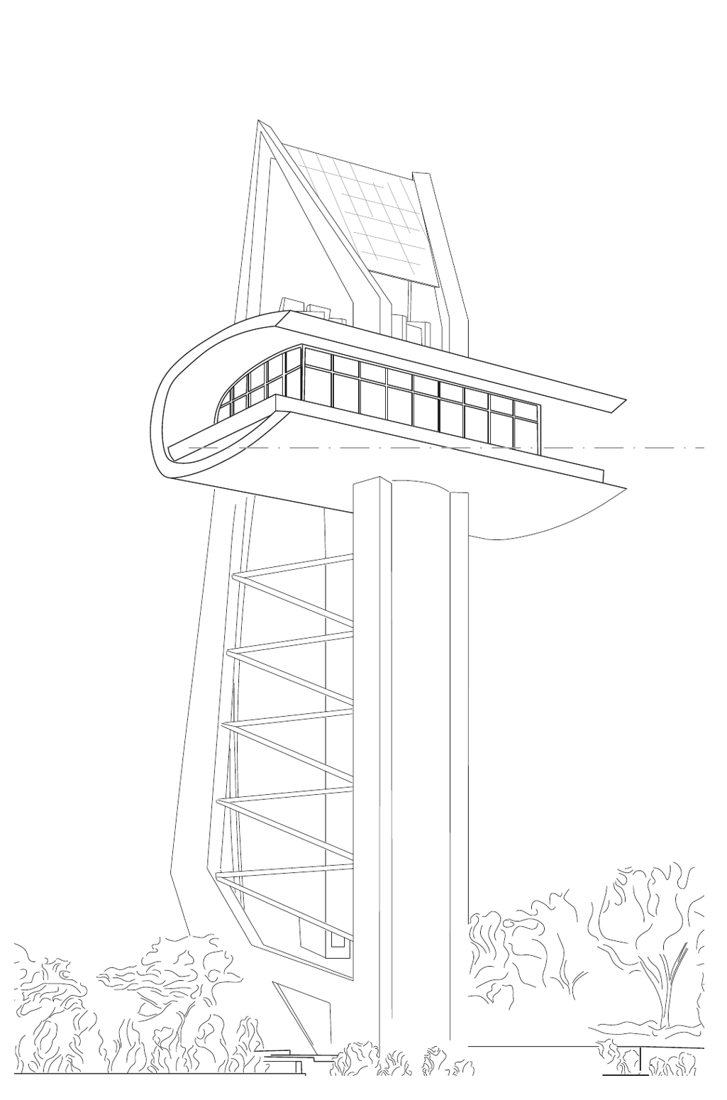 Line sketch of Naseriddin Tower
